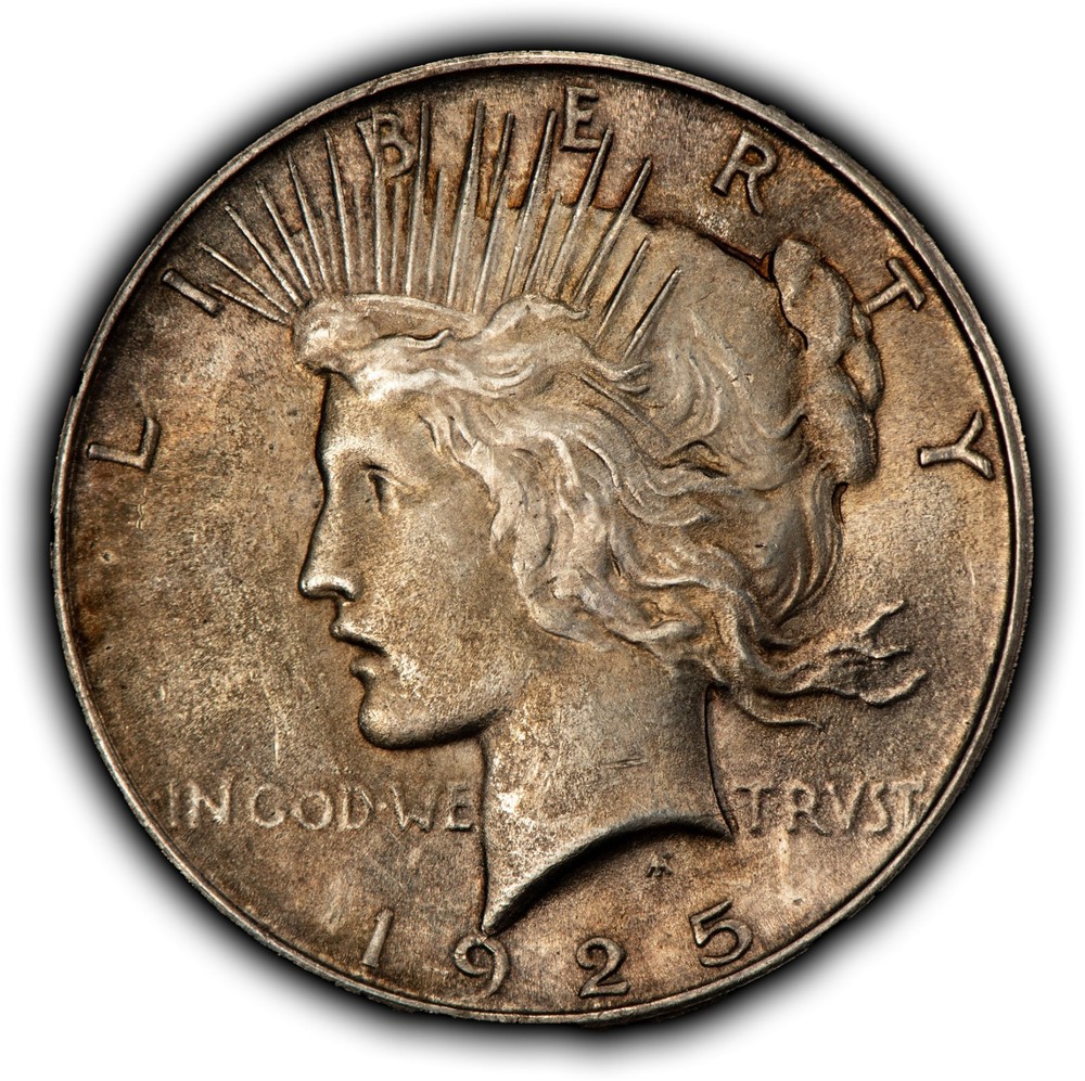 1925 $1 Silver Peace Dollar - Violet Rainbow Pattern - SKU-D7348