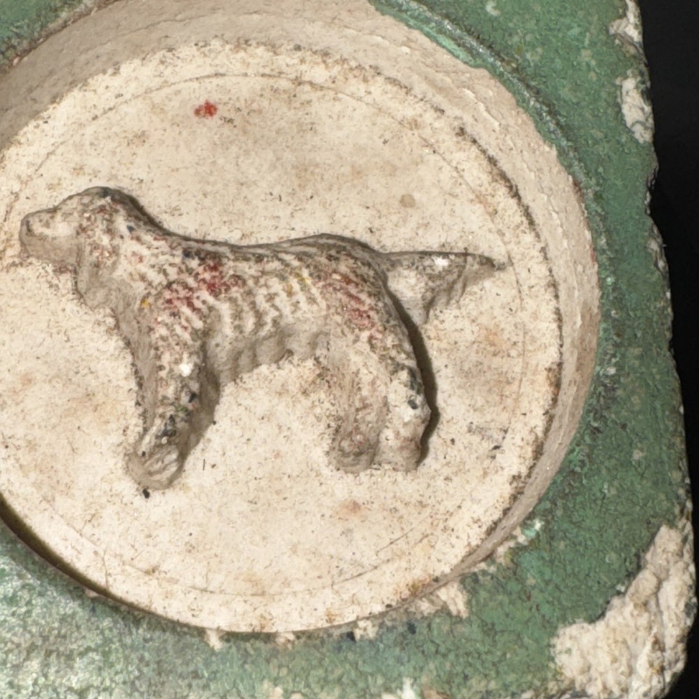 Vintage Square Thick Tile With Embossed Dog