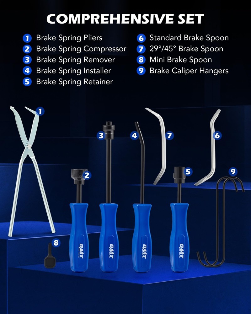Orion Motor Tech 10pc Drum Brake Tool Kit, with Blue