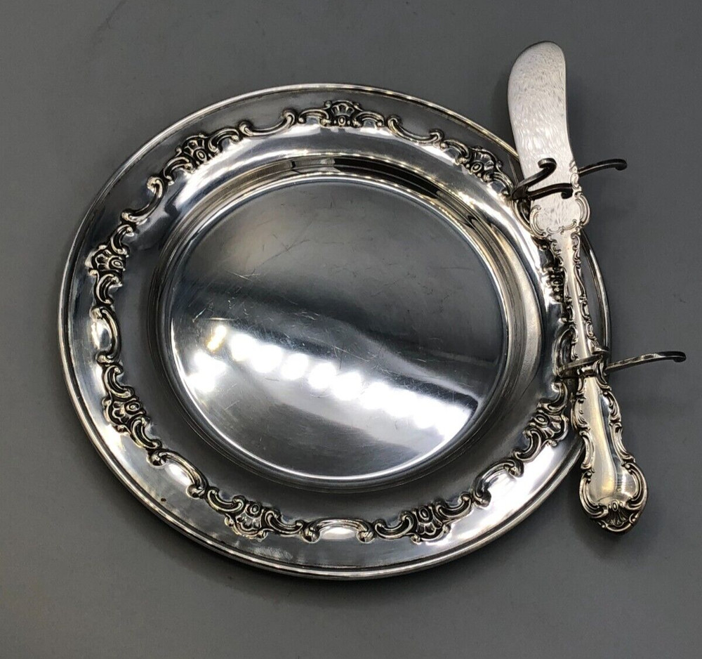 Strasbourg by Gorham Sterling Silver Bread Plate 6", with hooks for Spreader