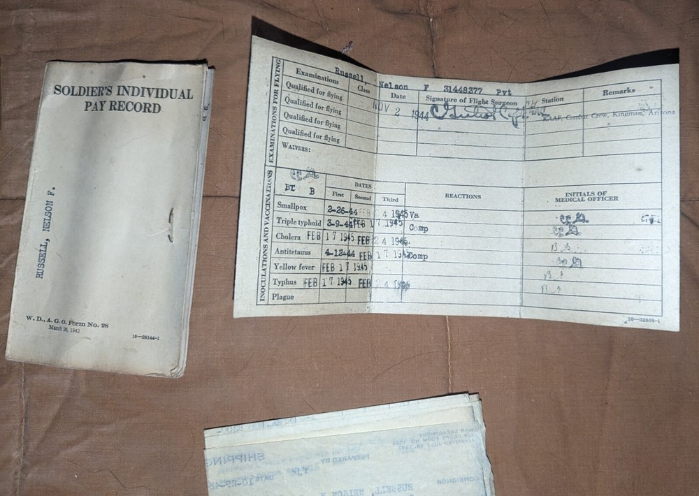 Vintage WW2 Pilot & Crew Physical & pay cards