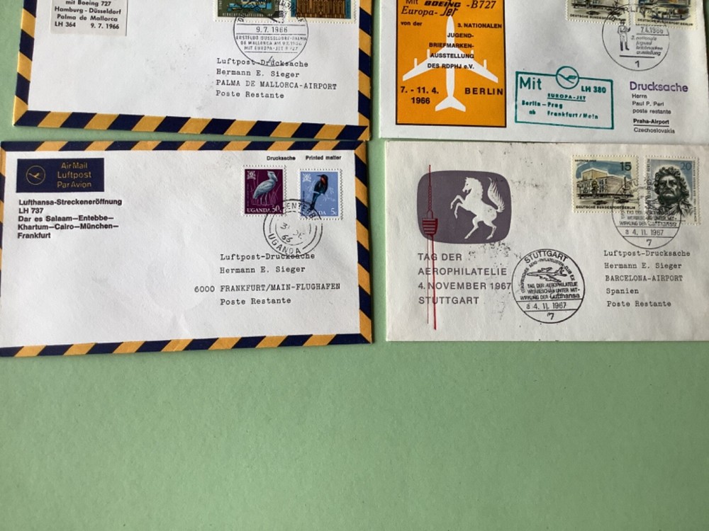 Airmail flight cover mixed world 9 items Ref A1461