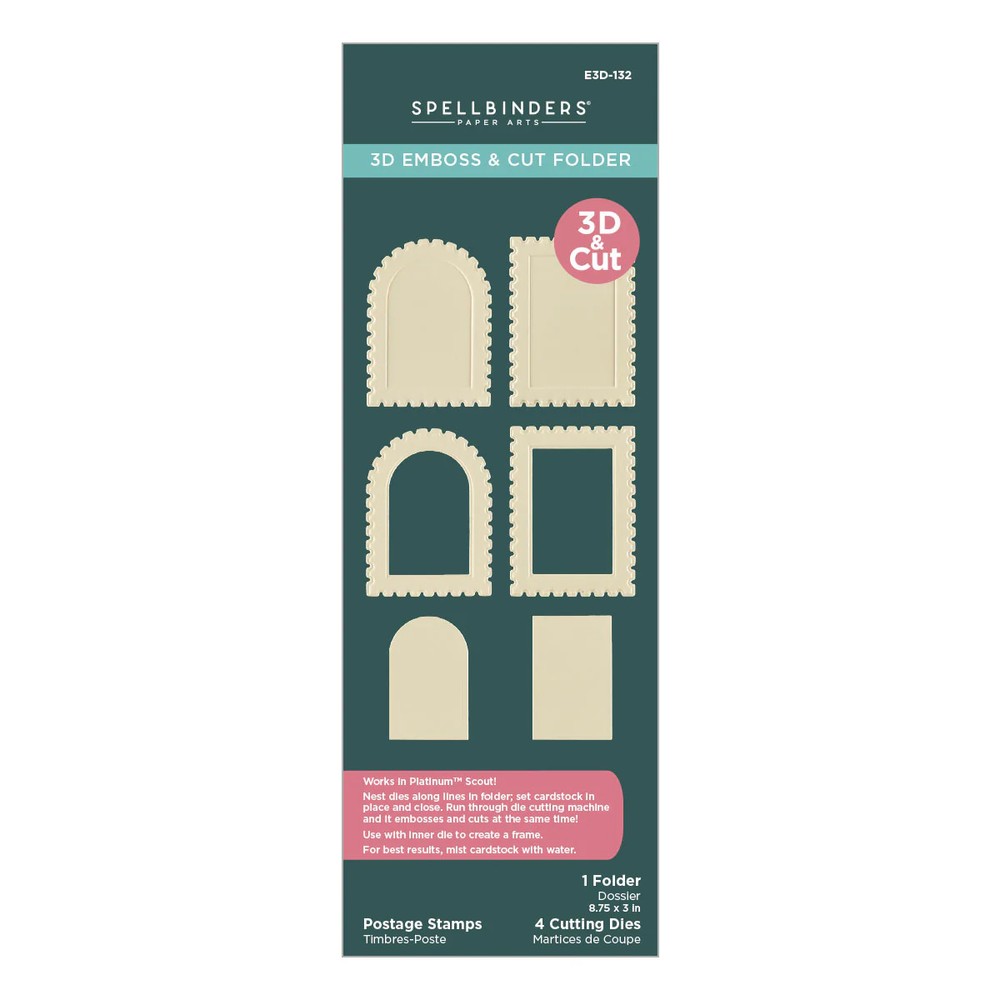Spellbinders 3D Emboss & Cut Folder - Postage Stamps, E3D-132