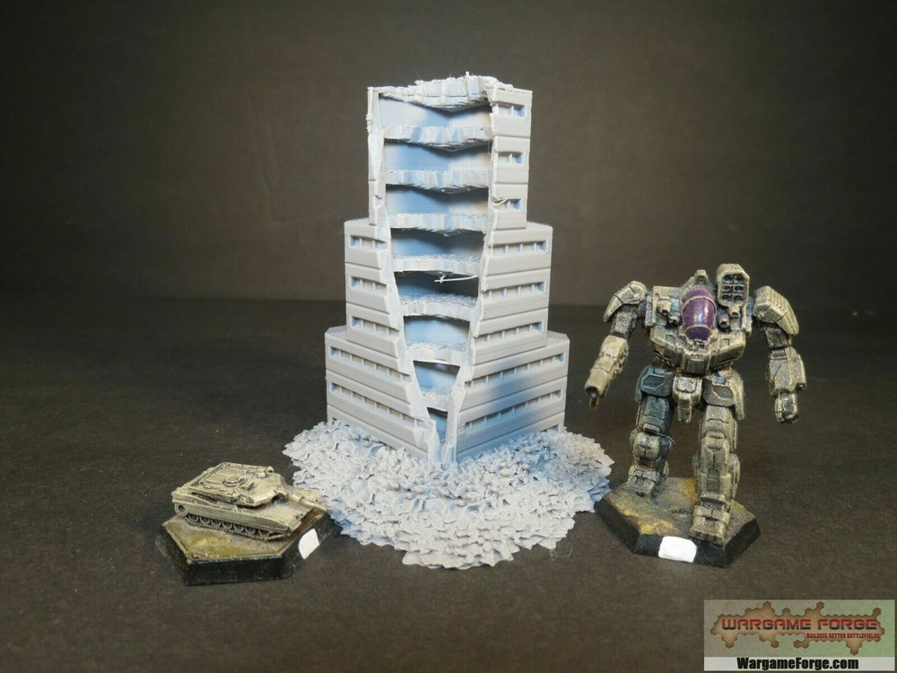 Ruined Sci-Fi Building 14 - Tabletop Wargame Terrain Battletech Warhammer