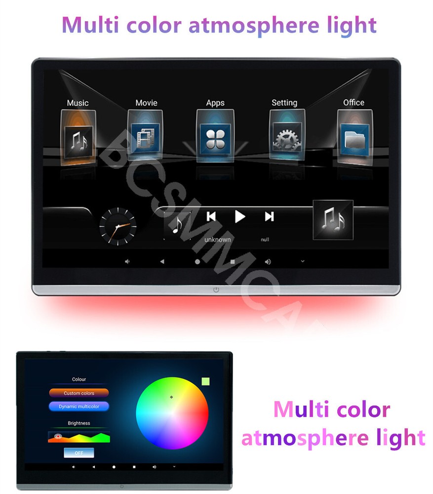 4K Car Rotatable Headrest Video Player With WiFi Bluetooth Android 12 Octa-core