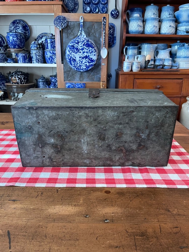 Early 20th Century Dome Top Toolbox with Wooden Grip Handle
