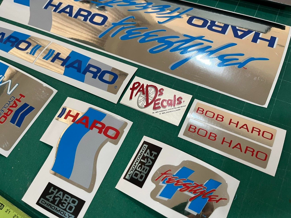 1985 haro master freestyler on chrome bmx sticker decals