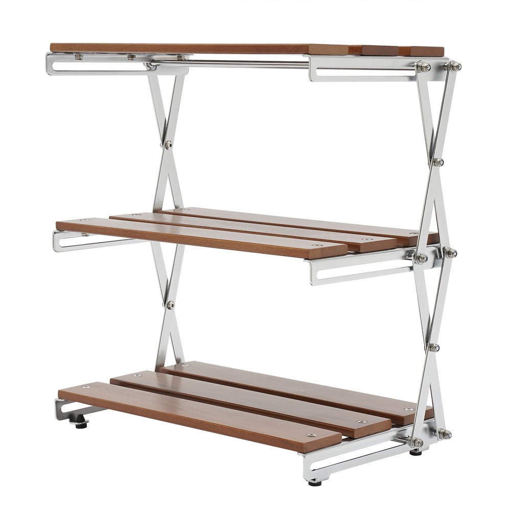 Camping Folding Storage Rack - Portable BBQ Table with 3 Shelves