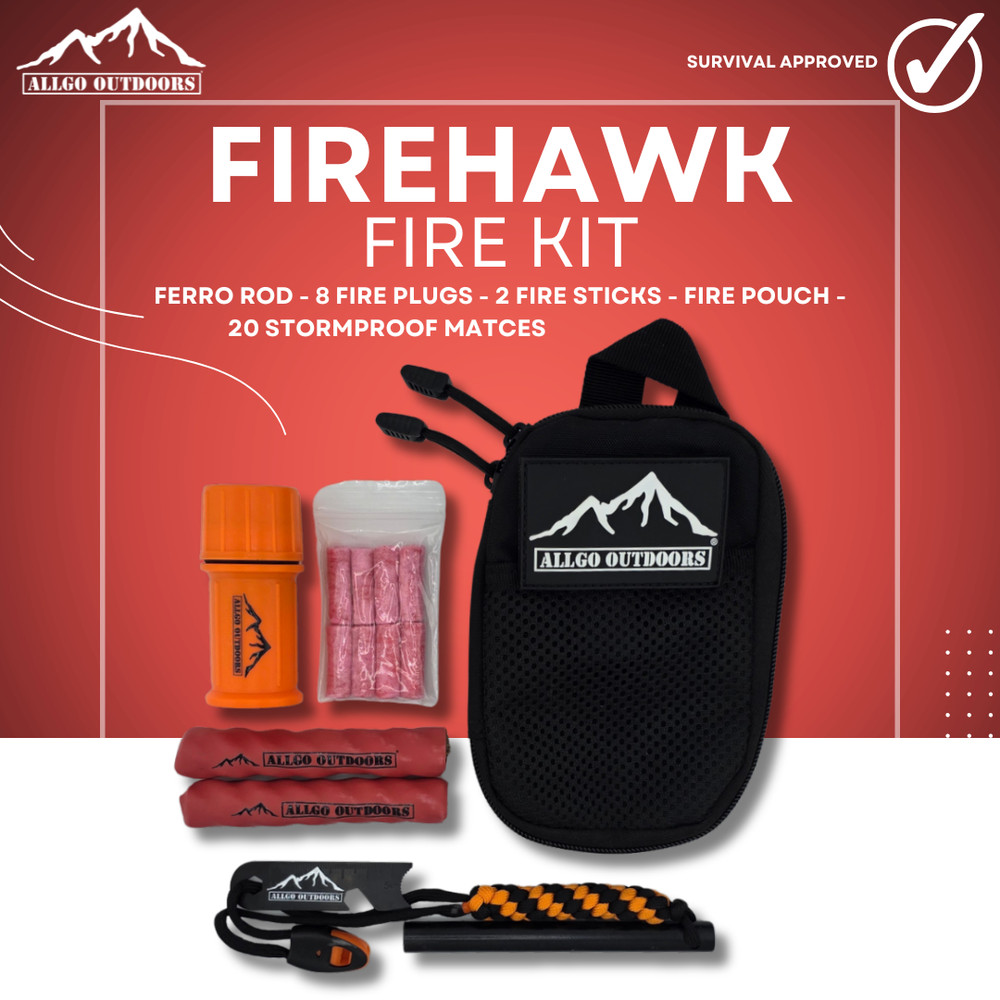Allgo Outdoors Firehawk Fire Kit - Kit Tinder for Camping Survival Fire Starter