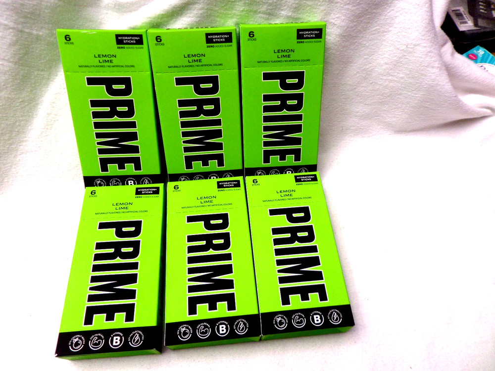 Prime Hydration + Sticks Lemon Lime 36 Sticks 6 Boxes  Free Ship