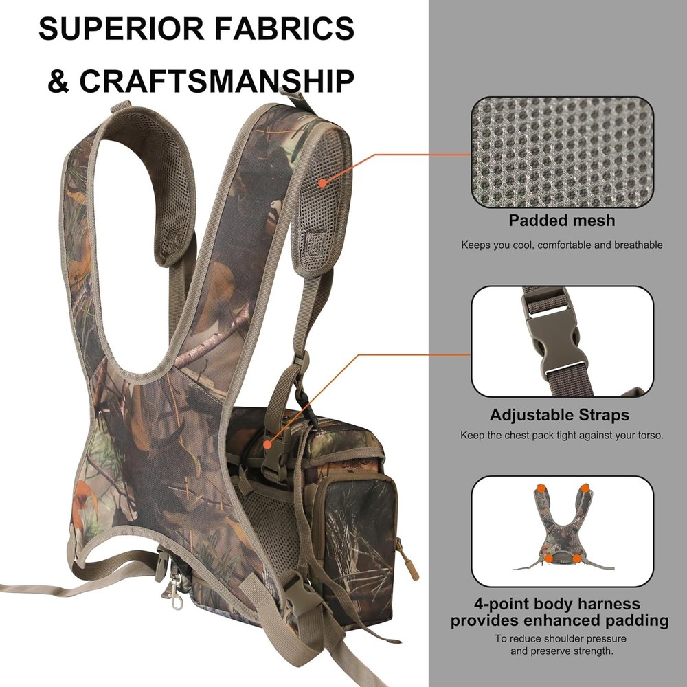 Binocular Harness Chest Pack, Bino Case with Rangefinder Pouch, Binocular Harnes
