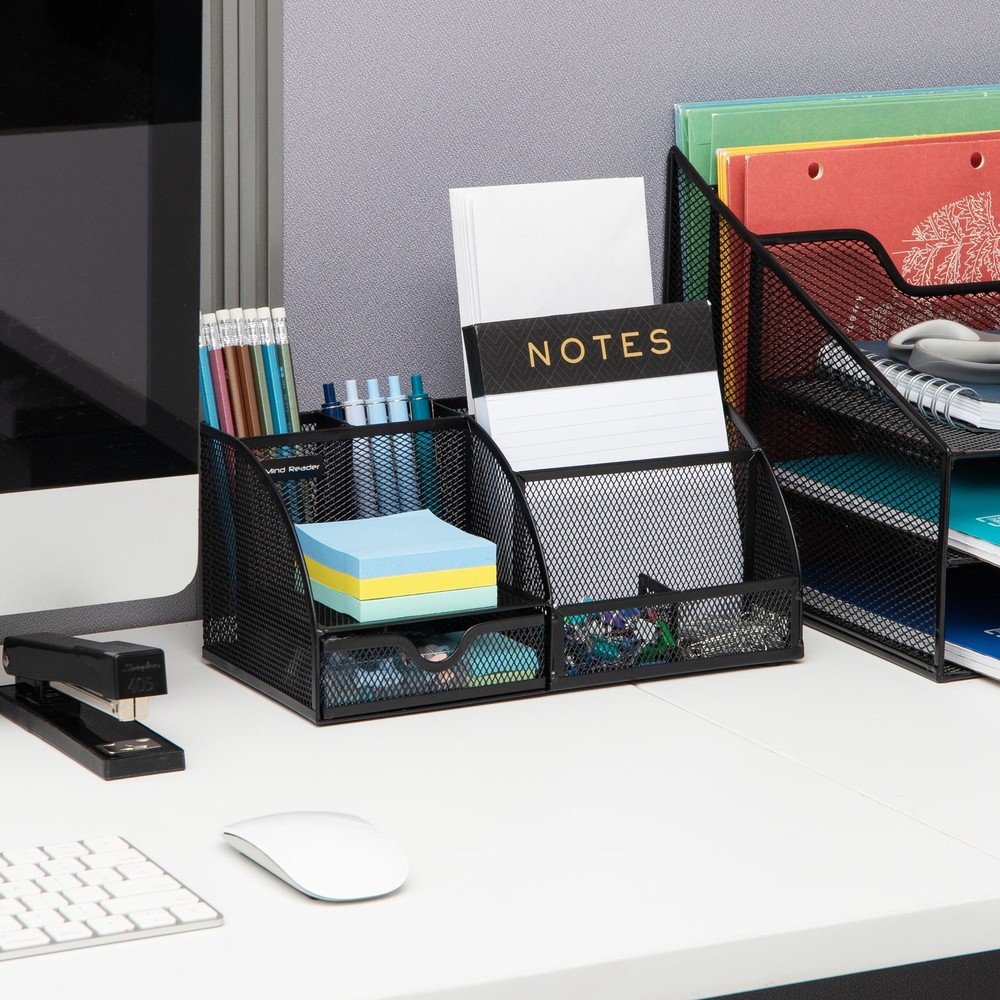 Desktop Organizer File Storage Accessory Storage Workspace Office Metal Black