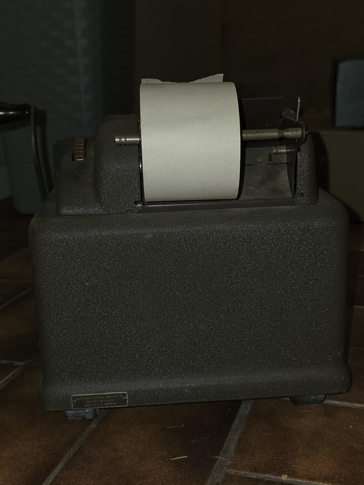 Burroughs Adding Machine Hand Crank With Cover Vintage