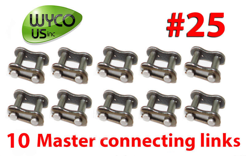 (10) MASTER CONNECTING LINKS #25 FOR ROLLER CHAIN #25, 1/4" PITCH