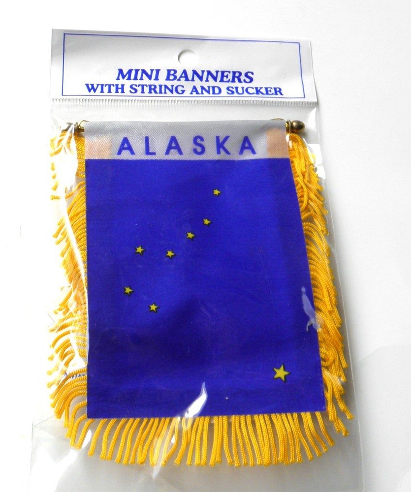 ALASKA MINI POLYESTER US STATE FLAG BANNER 3 X 5 INCHES