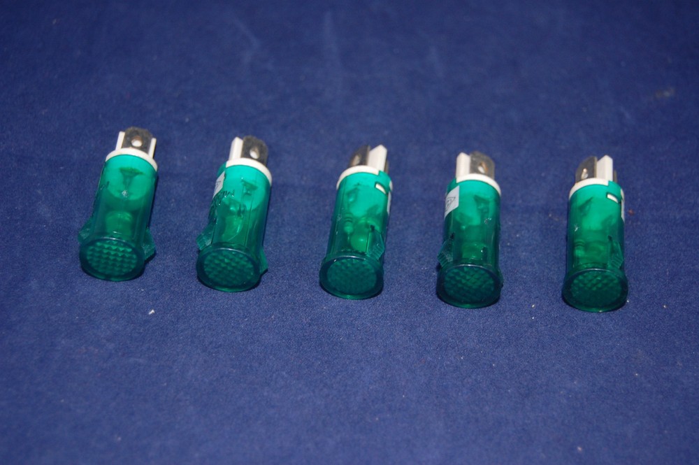 5 Pcs 12V AC/DC 12mm Green Panel Mounting plug in LED Pilot Lights