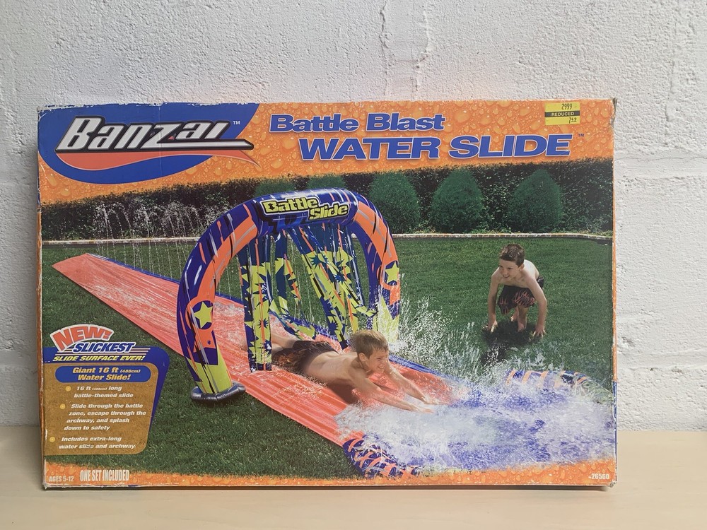 Banzai Battle Blast Water Slide 16ft Open Box Never Used