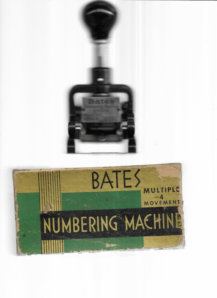 BATES VINTAGE NUMBERING MACHINE, 6 WHEELS,STYLE E, WITH BOX