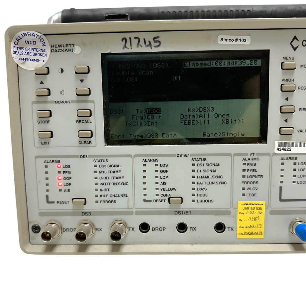HP Cerjac Model 156 MTS SONET Maintenance Test Set (E4480A)