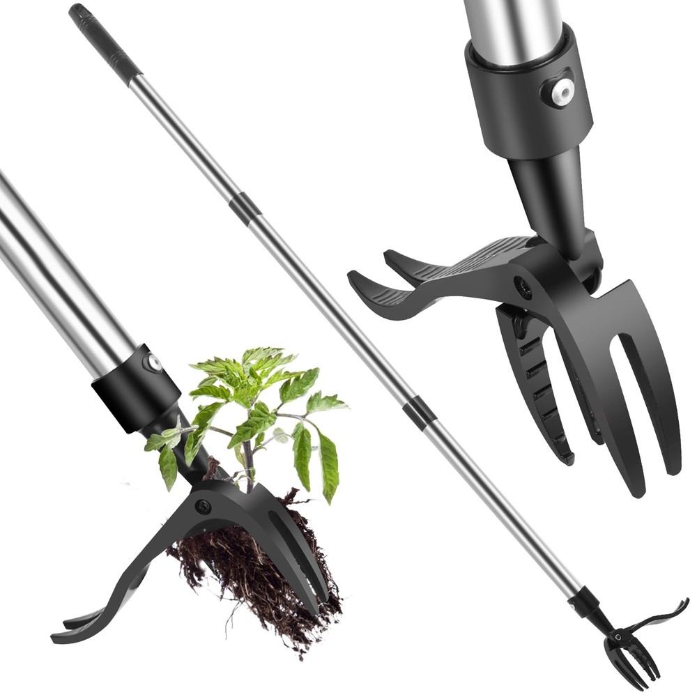 Weed Puller Tool, Lightweight, 4-Claw Stand Up Weeder Tool with Adjustable Ha...