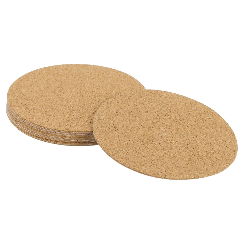90mm(3.54") Round Coasters 1mm Thick Cork Cup Mat Pad for Tableware 8pcs