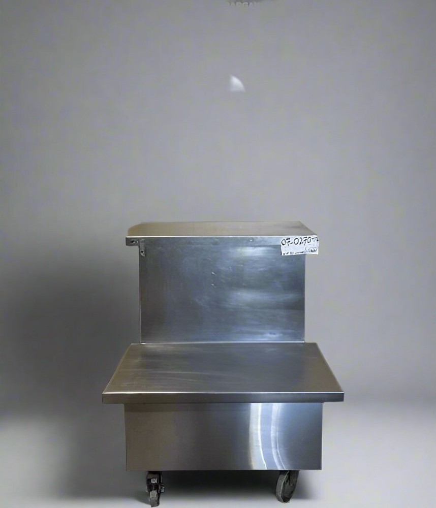 LOW TEMP STAINLESS STEEL 2 STEP WORK COUNTER STATION ON CASTERS