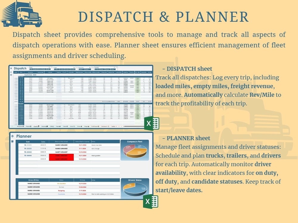 Trucking Operations Management Workbook & Power BI Analytics (Imperial)