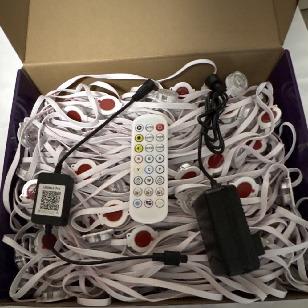 LED RGB Outdoor String Light Multicolor Remote Control White Cord