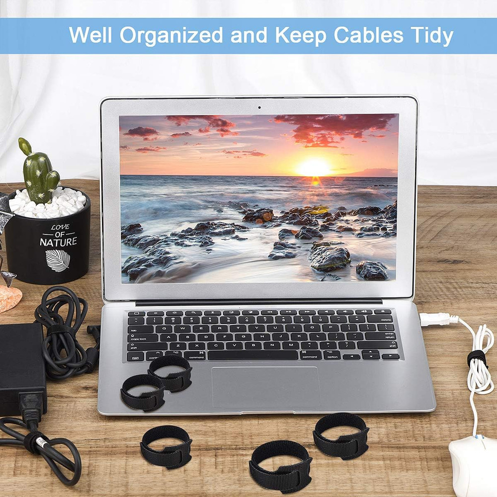 60 PCS Reusable Cable Ties 6 Inch Adjustable Cord Strap Organizer