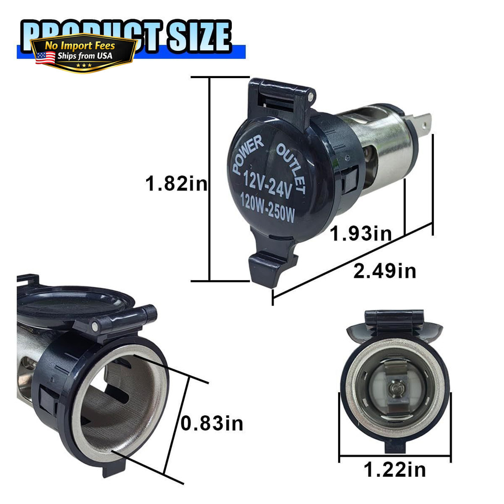 2PCS Cigarette Lighter Socket, DC 12V Car Power Outlet Socket Replacement, Water