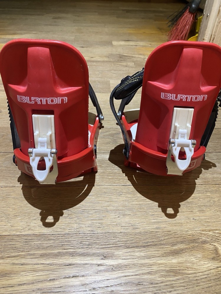 Burton Red And White Custom Snowboard Bindings Size Small