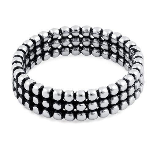 925 Sterling Silver Triple Bead Eternity Ring