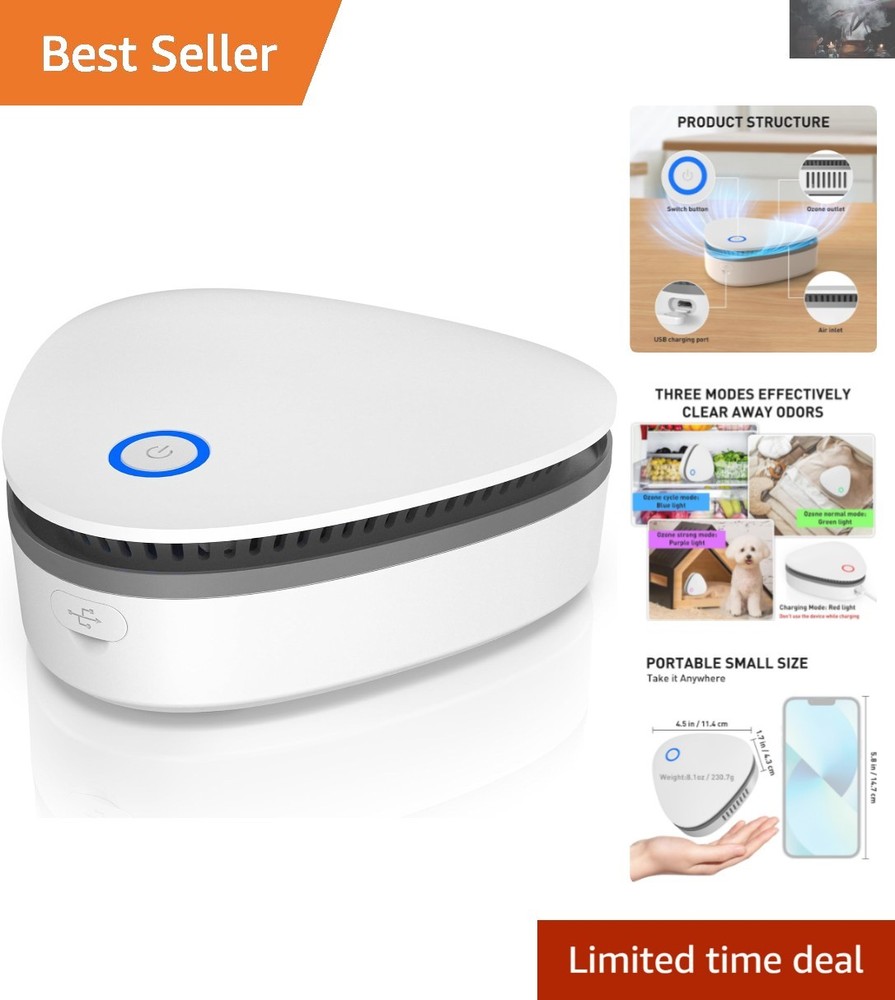 Touch Control Portable Ozone Machine - 500 Sq Ft Odor Remover,  Certified