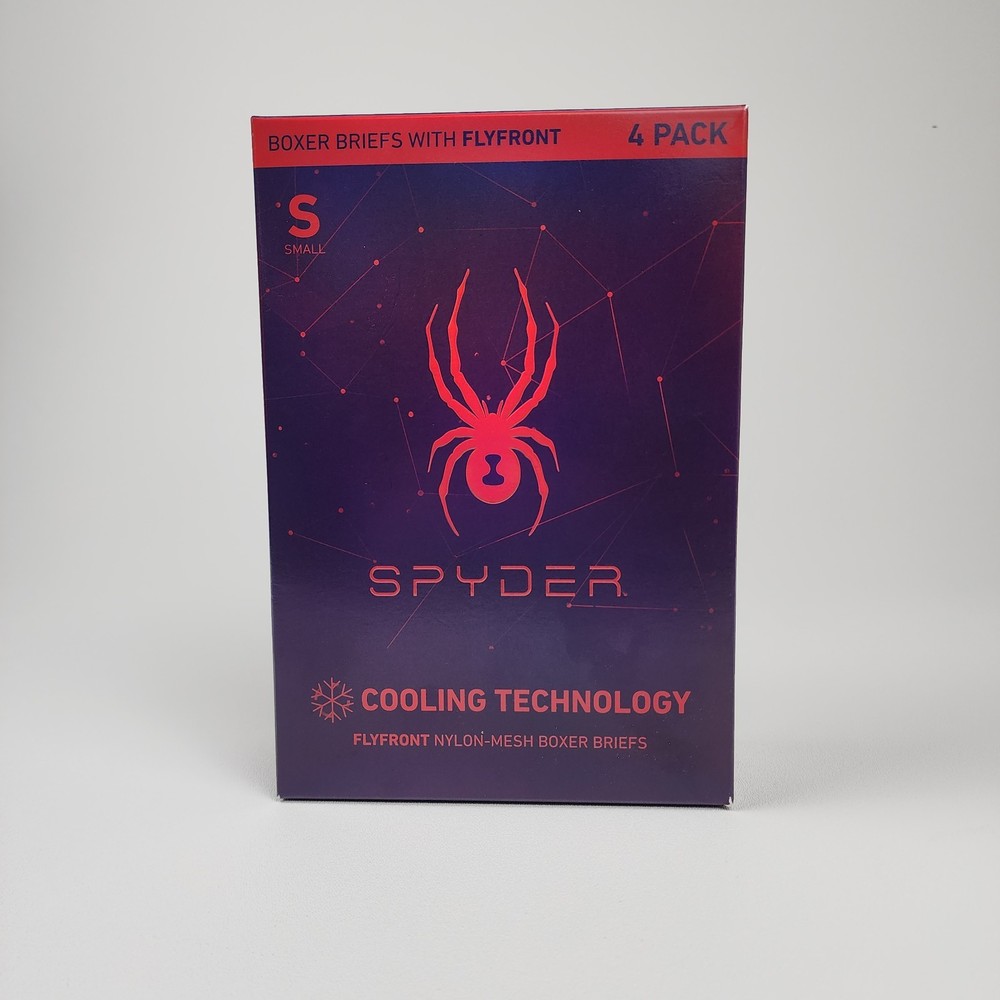 Spyder Men’s Boxer Briefs New 4 Pack Fly Front Nylon Mesh Cooling Technology