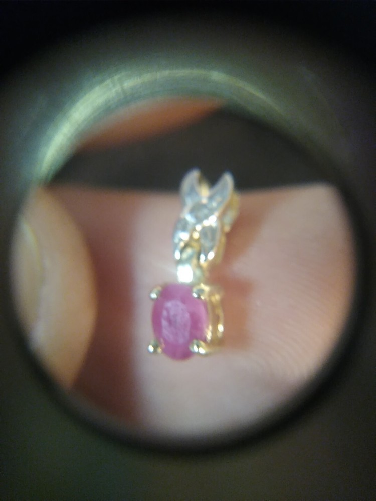 0.8 Grams Han Diamond & Ruby Sterling Silver 925 Charm Pendant