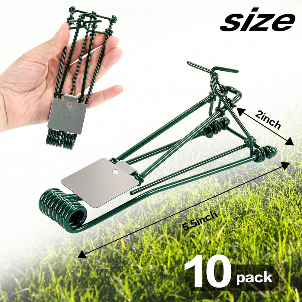10 Pack Gopher Traps - Reusable Metal Gopher Trap, Easy Set Weather Proof Mole V