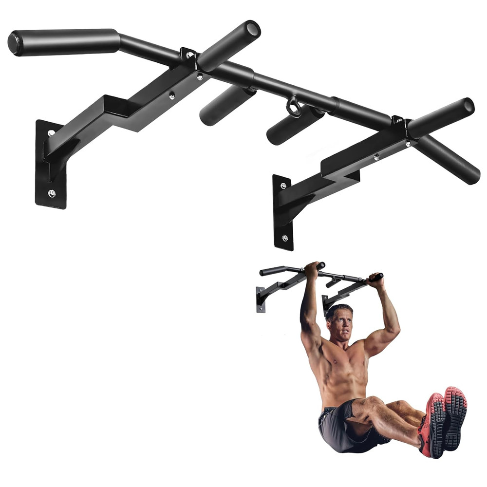 Multi-Grip Wall Mount Pull-Up Bar, 16 Inches & 24 Inches Reversible Stud and Wal