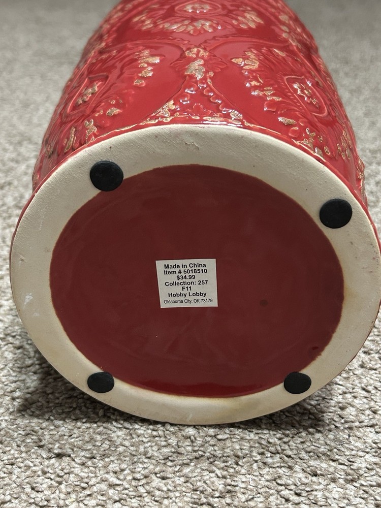 Red Light Brown Weathered Pottery Stoneware Pitcher With Handle 7”x13”