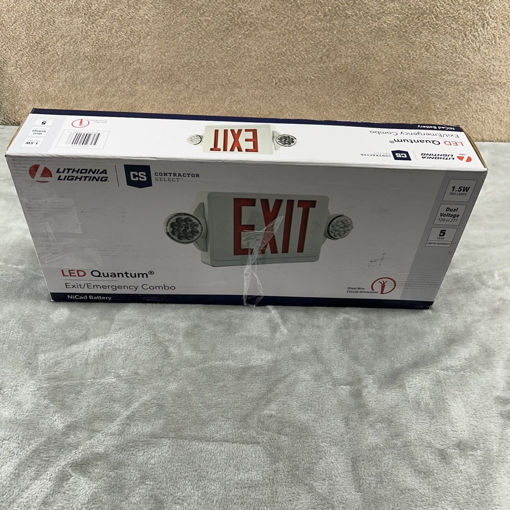 Lithonia Lighting LHQM LED R M6 Quantum Exit Emergency Light Combo White NOB