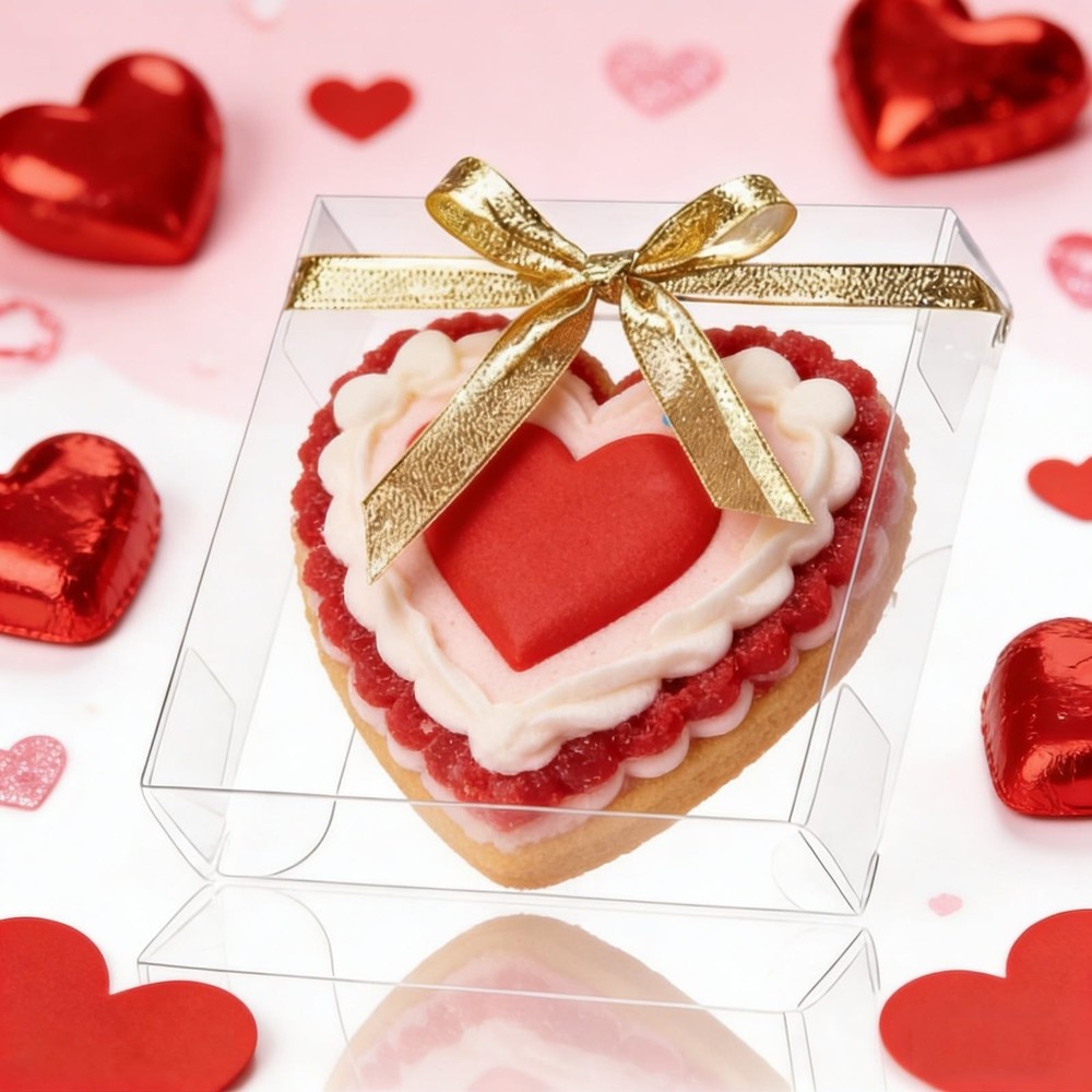 50 Pack 4x4x1.2inch Clear Single Cookies Boxes with Full Window Plastic Boxes...