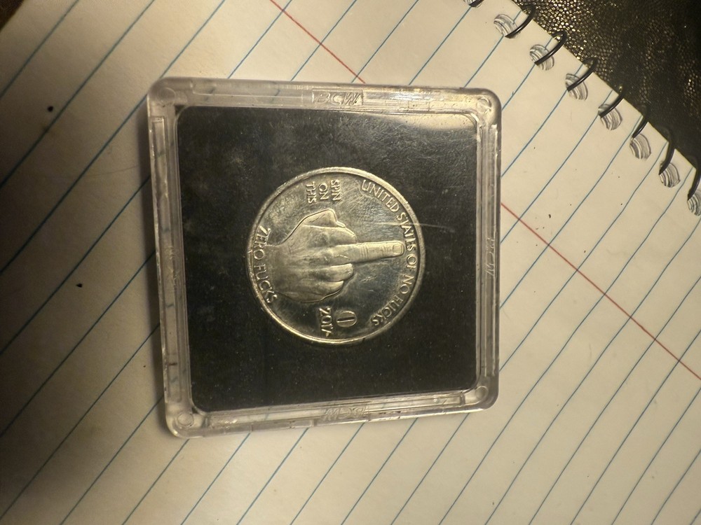 “0” Zero F**** Silver Novelty Coin In Case