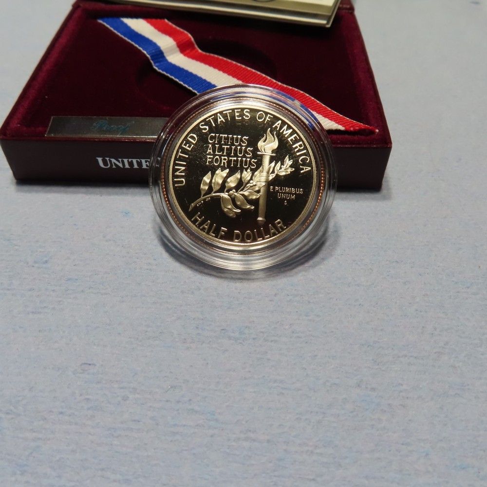 1992 OLYMPICS COMMEMORATIVE PROOF + UNCIRCULATED CLAD HALF DOLLAR COINS BOX COA