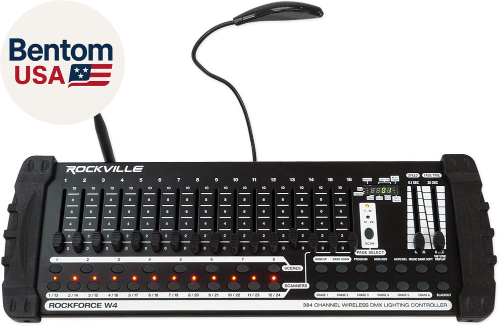 ROCKFORCE W4 384 Channel Wireless DMX Lighting Controller, MIDI Control, Built-I