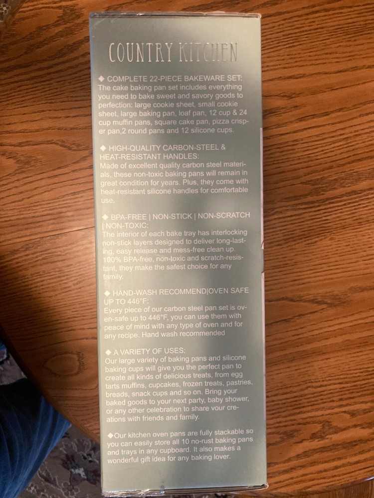 Country Kitchen 22 piece Nonstick Bakeware Set Sage & Cream Heavy Duty Stackable