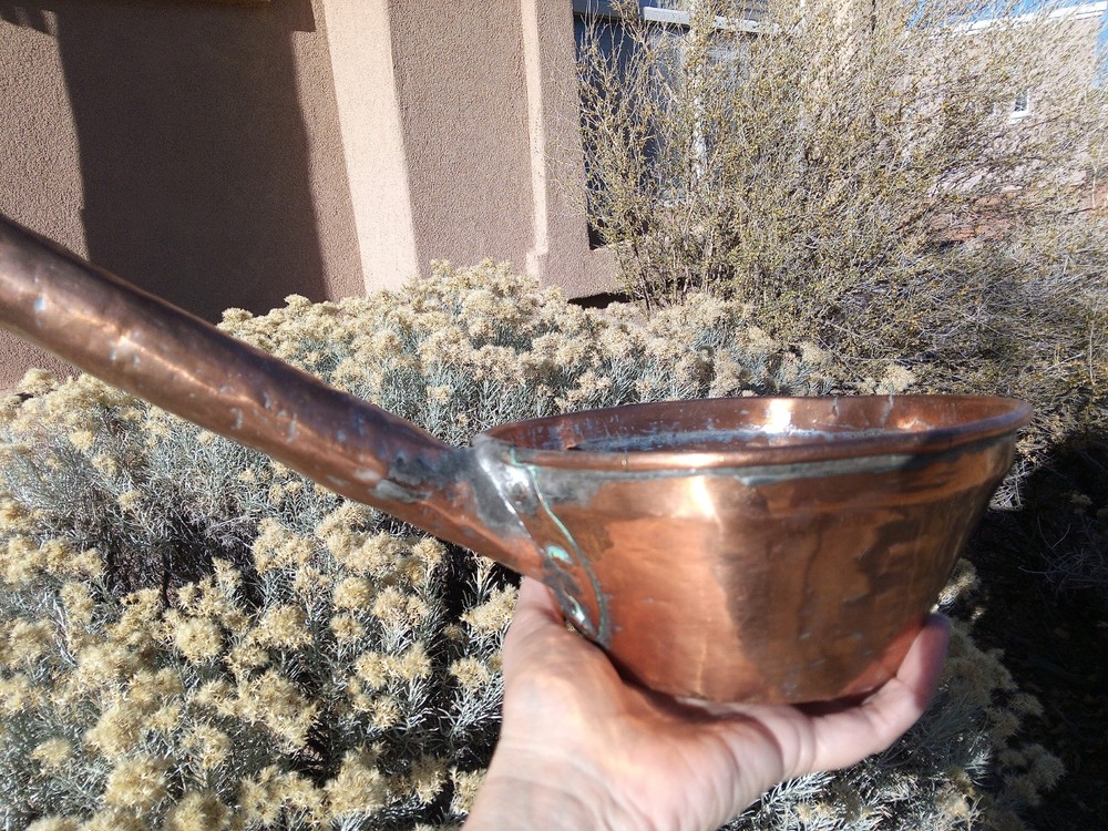 Antique Turkish Hammered Copper Rustic Ladle Water Dipper