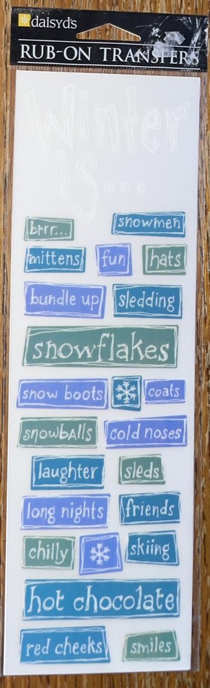 DaisyDs Winter Is.. Rub-On Transfers Snow Boots Coats Snowman Sledding Scrapbook