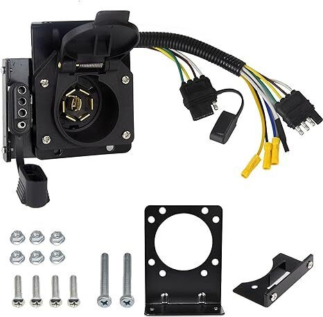 7-Way Trailer RV Blade plug to 4-Way Flat Female Connector Socket USA