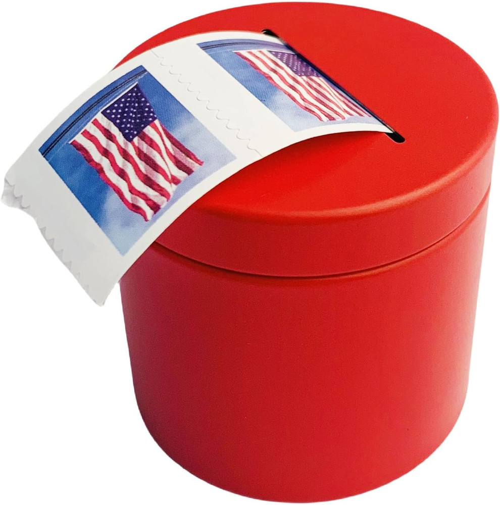 Postage Stamp Dispenser - Stamp Roll Dispenser Red Iron Can Material Stamp Dispe