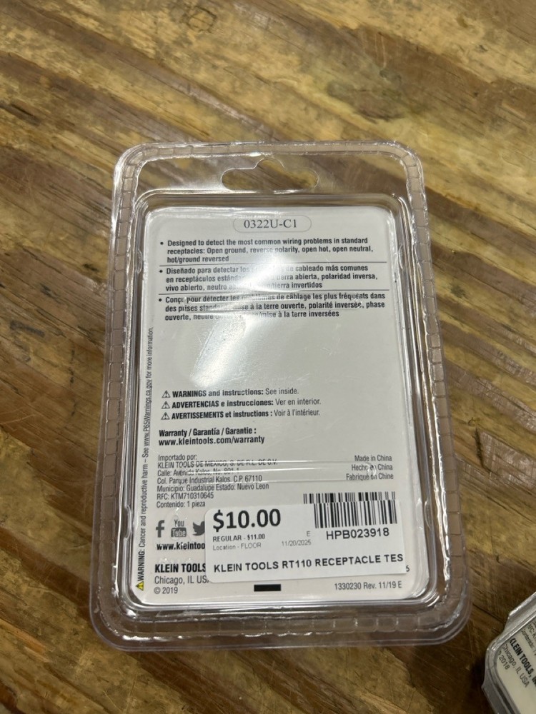 Klein Tools RT110 Receptacle Tester (HPB023918)