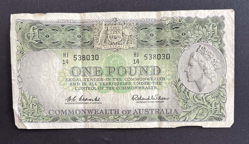 1961 Australia 1 Pound Banknote - Coombs / Wilson  HJ14 538030